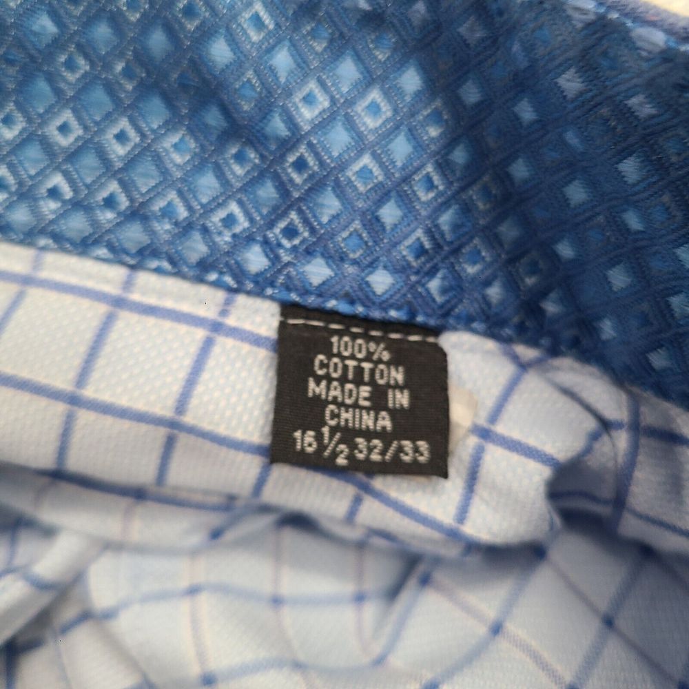 English Laundry Men's 16 1/2 32/33‎ Blue  Flip Cuff Long Sleeve Button Up Shirt - Picture 3 of 10